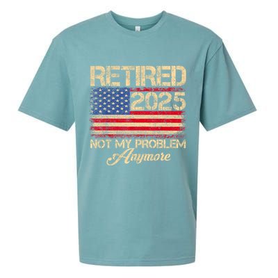 Vintage Retired 2025 Not My Problem Anymore American Flag Sueded Cloud Jersey T-Shirt