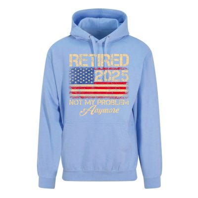 Vintage Retired 2025 Not My Problem Anymore American Flag Unisex Surf Hoodie