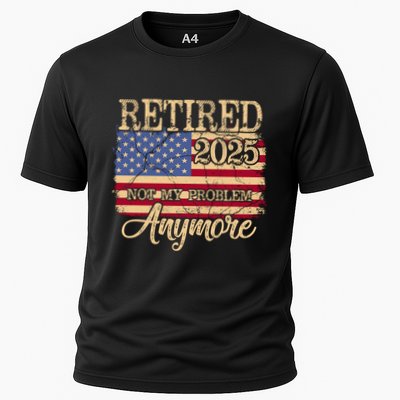 Vintage Retired 2025 Not My Problem Anymore American Flag Performance Shirt