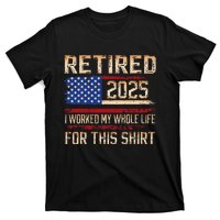 Vintage Retired 2025 Retirement American Flag Not My Problem Gifts T-Shirt