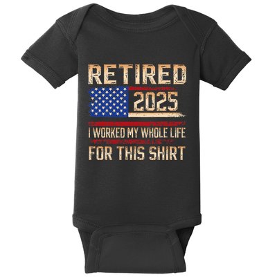 Vintage Retired 2025 Retirement American Flag Not My Problem Gifts Baby Bodysuit