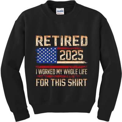 Vintage Retired 2025 Retirement American Flag Not My Problem Gifts Kids Sweatshirt