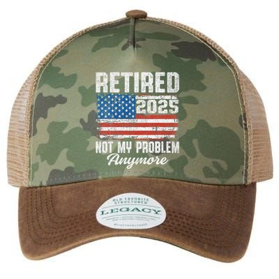 Vintage Retired 2025 Not My Problem Anymore American Flag Legacy Tie Dye Trucker Hat