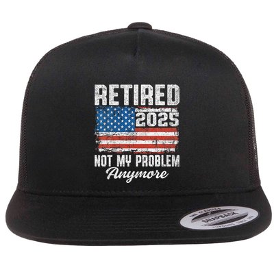 Vintage Retired 2025 Not My Problem Anymore American Flag Flatbill Hat