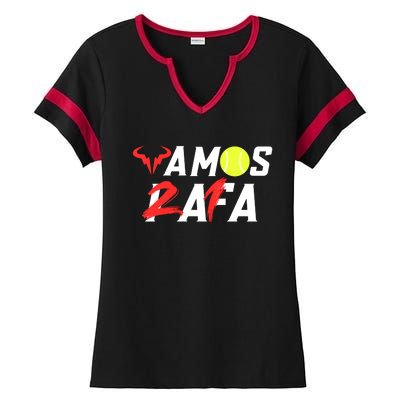 Vamos Rafa 21 Rafael Nadal Tennis Lover Ladies Halftime Notch Neck Tee