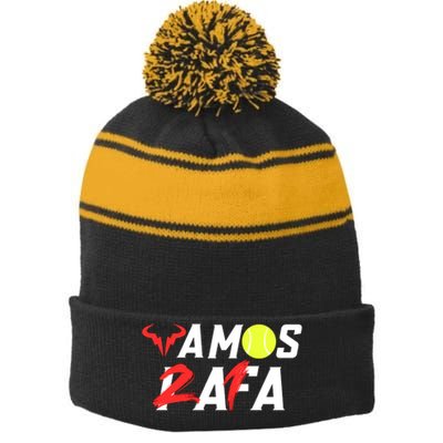 Vamos Rafa 21 Rafael Nadal Tennis Lover Stripe Pom Pom Beanie