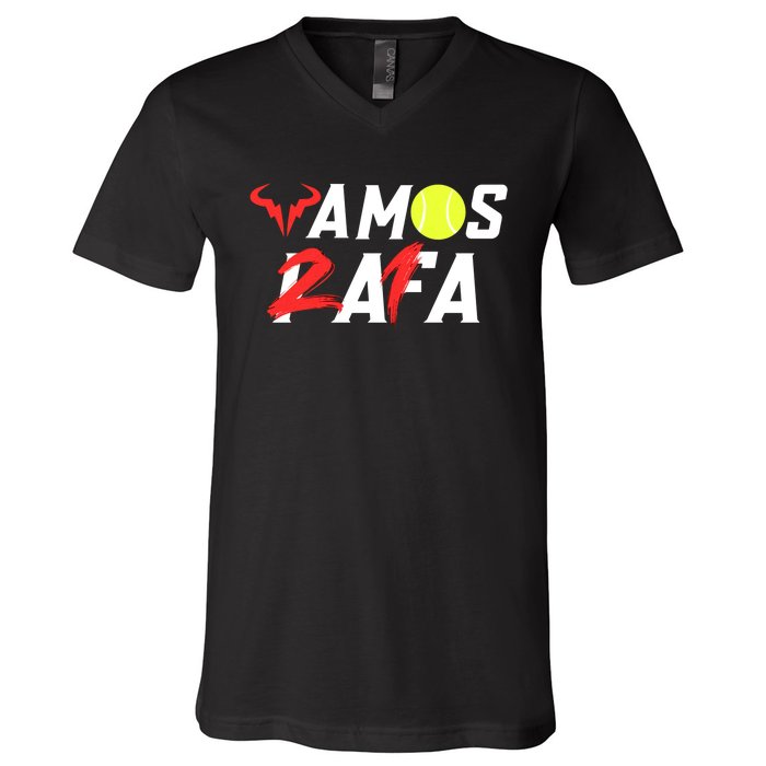 Vamos Rafa 21 Rafael Nadal Tennis Lover V-Neck T-Shirt