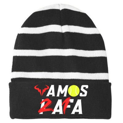 Vamos Rafa 21 Rafael Nadal Tennis Lover Striped Beanie with Solid Band