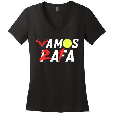 Vamos Rafa 21 Rafael Nadal Tennis Lover Women's V-Neck T-Shirt