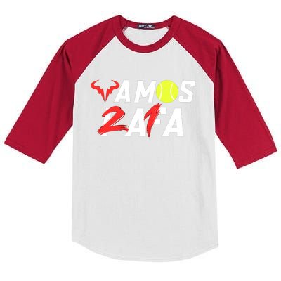 Vamos Rafa 21 Rafael Nadal Tennis Lover Kids Colorblock Raglan Jersey