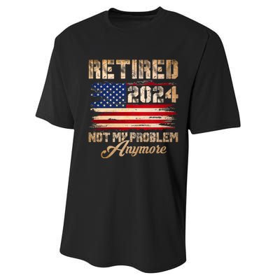 Vintage Retired 2024 Not My Problem Anymore American Flag Performance Sprint T-Shirt