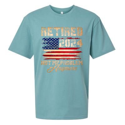 Vintage Retired 2024 Not My Problem Anymore American Flag Sueded Cloud Jersey T-Shirt