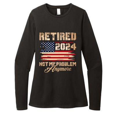 Vintage Retired 2024 Not My Problem Anymore American Flag Womens CVC Long Sleeve Shirt