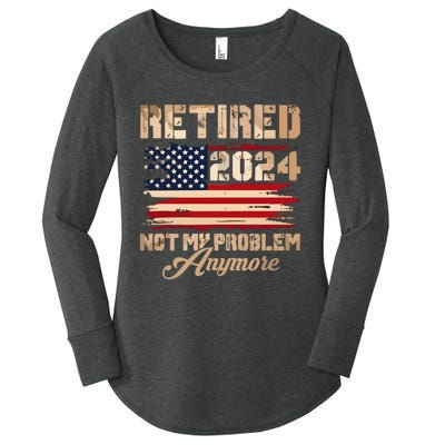 Vintage Retired 2024 Not My Problem Anymore American Flag Women's Perfect Tri Tunic Long Sleeve Shirt