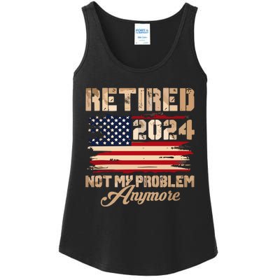 Vintage Retired 2024 Not My Problem Anymore American Flag Ladies Essential Tank