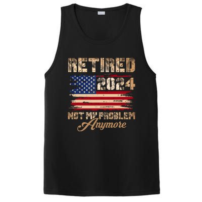 Vintage Retired 2024 Not My Problem Anymore American Flag PosiCharge Competitor Tank