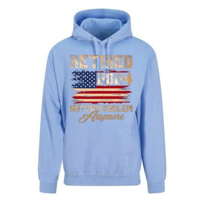 Vintage Retired 2024 Not My Problem Anymore American Flag Unisex Surf Hoodie