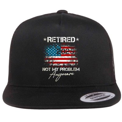 Vintage Retired 2025 Not My Problem Anymore American Flag Flatbill Hat