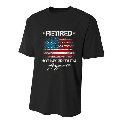 Vintage Retired 2025 Not My Problem Anymore American Flag Youth Performance Sprint T-Shirt