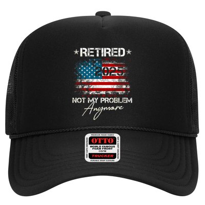 Vintage Retired 2025 Not My Problem Anymore American Flag Trucker Hat
