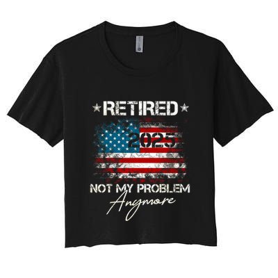 Vintage Retired 2025 Not My Problem Anymore American Flag Crop Top