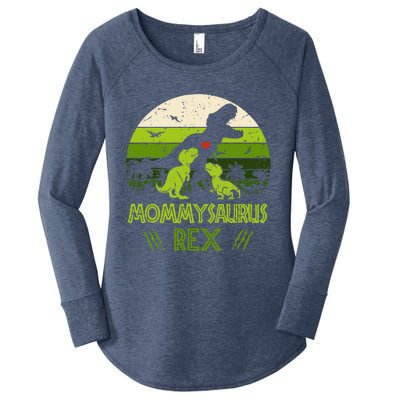 Vintage Retro 2 Mommysaurus Dinosaur Lover Gift Women's Perfect Tri Tunic Long Sleeve Shirt