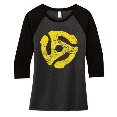 Vinyl Record 45 Rpm Spindle Adapter Women's Tri-Blend 3/4-Sleeve Raglan Shirt