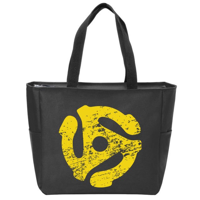 Vinyl Record 45 Rpm Spindle Adapter T Zip Tote Bag