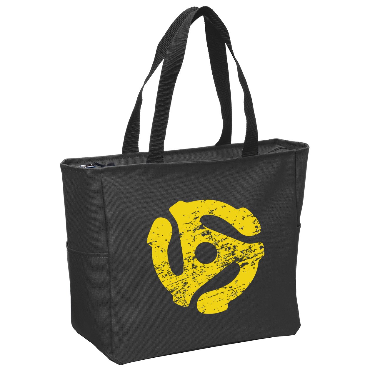 Vinyl Record 45 Rpm Spindle Adapter T Zip Tote Bag