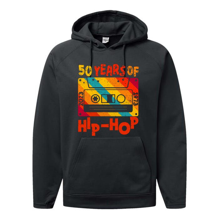 Vintage Retro 50th Anniversary Of Hip Hop 50 Years Of Hip Hop Old Music Gift Performance Fleece Hoodie