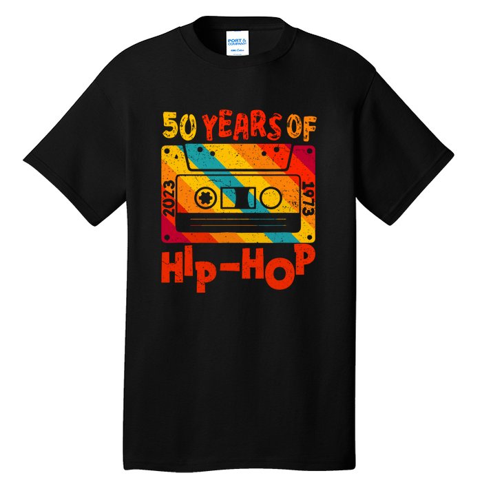 Vintage Retro 50th Anniversary Of Hip Hop 50 Years Of Hip Hop Old Music Gift Tall T-Shirt