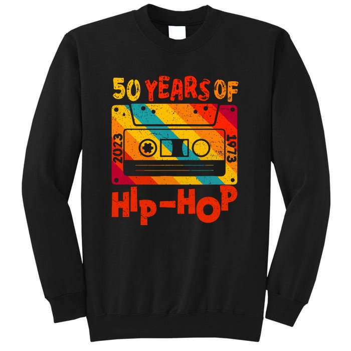 Vintage Retro 50th Anniversary Of Hip Hop 50 Years Of Hip Hop Old Music Gift Tall Sweatshirt