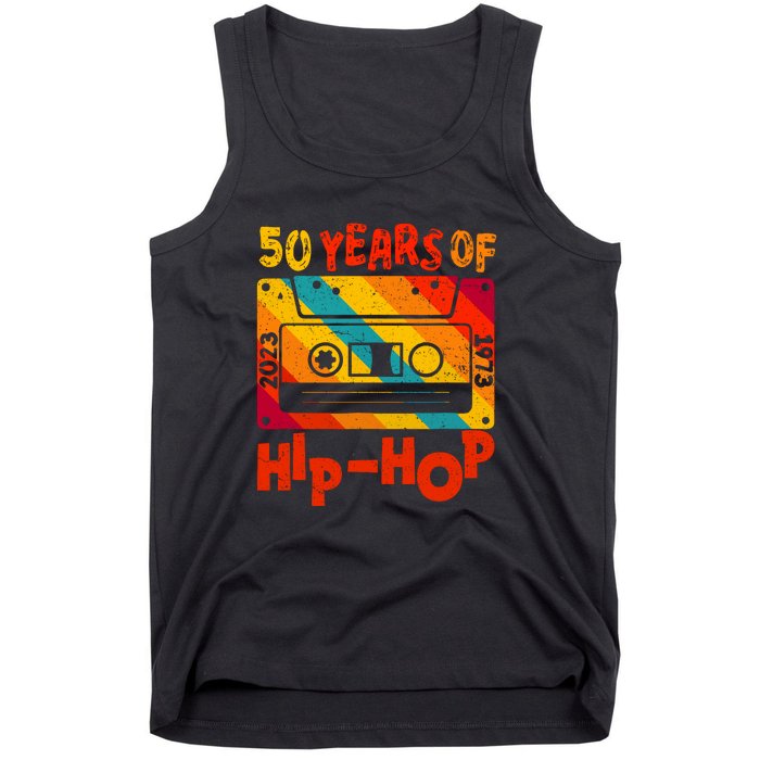 Vintage Retro 50th Anniversary Of Hip Hop 50 Years Of Hip Hop Old Music Gift Tank Top