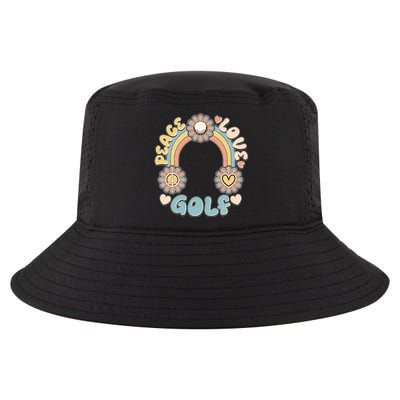 Vintage Retro 60s Peace Love Golf Cool Comfort Performance Bucket Hat