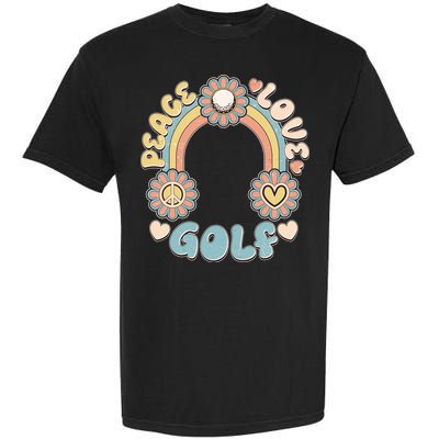 Vintage Retro 60s Peace Love Golf Garment-Dyed Heavyweight T-Shirt
