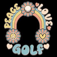 Vintage Retro 60s Peace Love Golf Apron