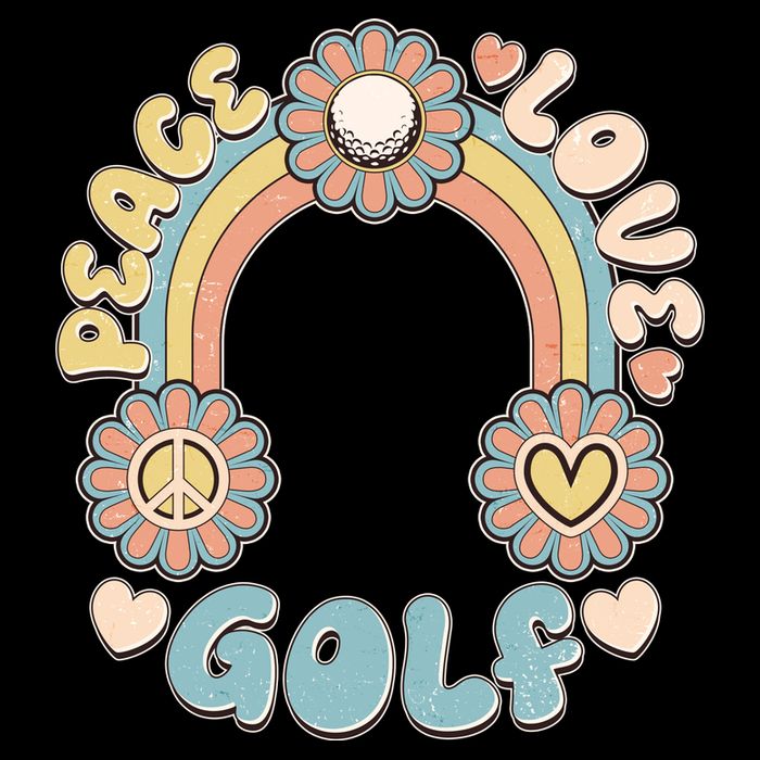 Vintage Retro 60s Peace Love Golf Apron