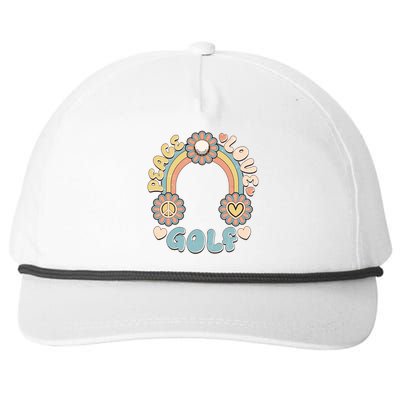 Vintage Retro 60s Peace Love Golf Snapback Five-Panel Rope Hat