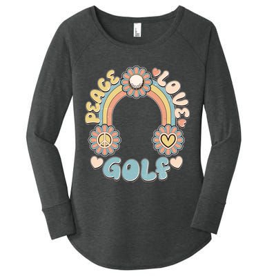 Vintage Retro 60s Peace Love Golf Women's Perfect Tri Tunic Long Sleeve Shirt
