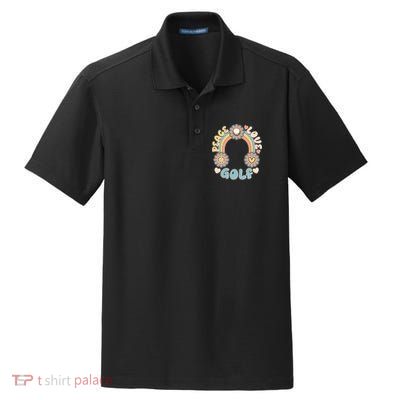 Vintage Retro 60s Peace Love Golf Dry Zone Grid Polo