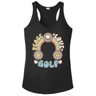 Vintage Retro 60s Peace Love Golf Ladies PosiCharge Competitor Racerback Tank