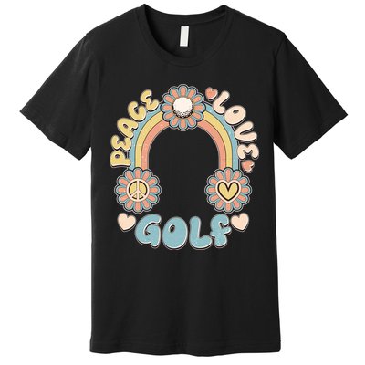 Vintage Retro 60s Peace Love Golf Premium T-Shirt