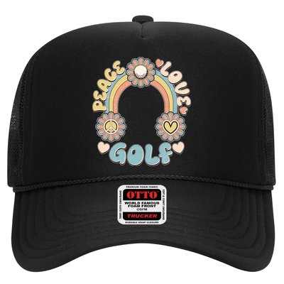 Vintage Retro 60s Peace Love Golf Trucker Hat
