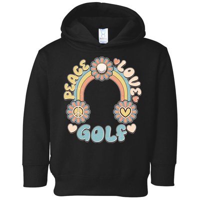 Vintage Retro 60s Peace Love Golf Toddler Hoodie