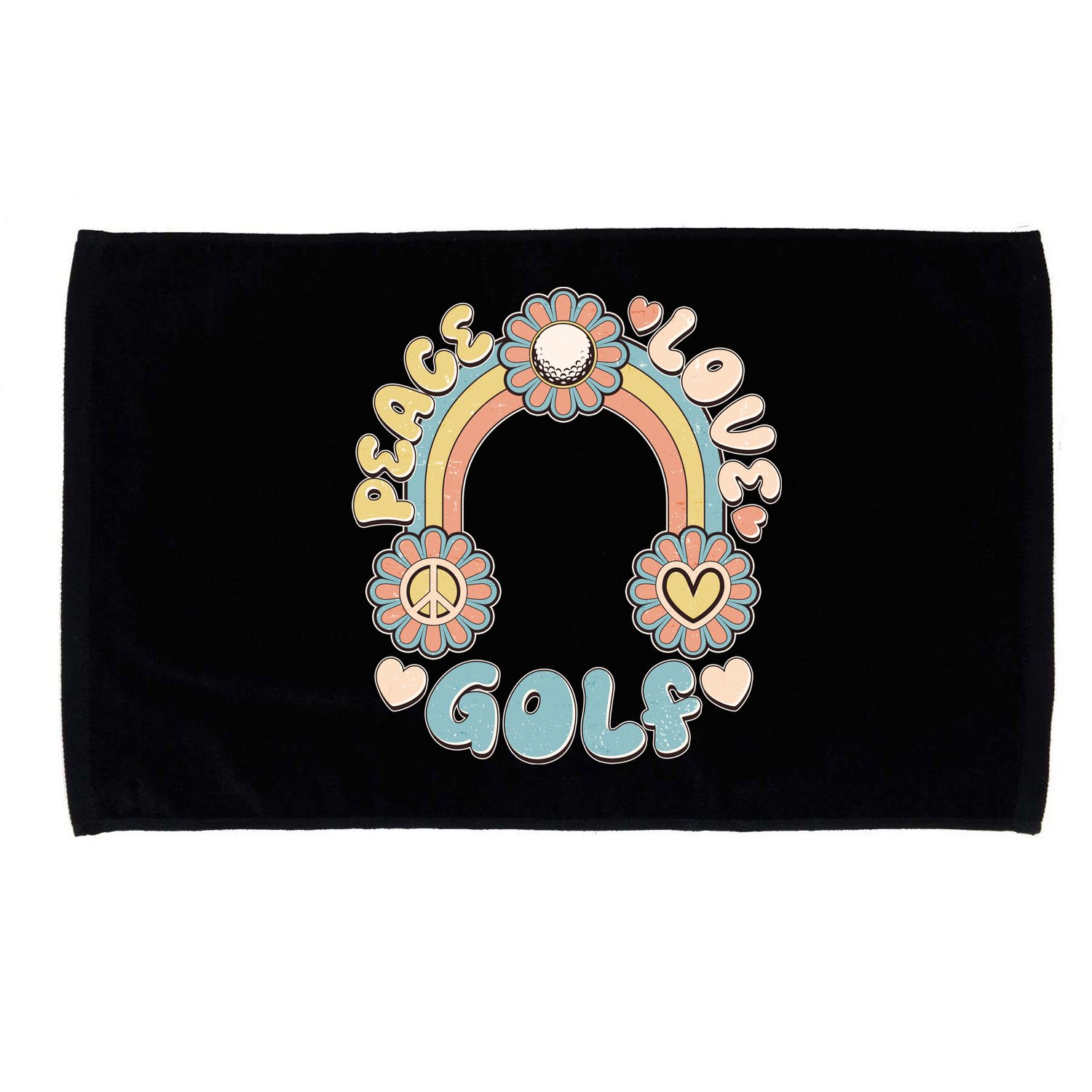 Vintage Retro 60s Peace Love Golf Microfiber Hand Towel