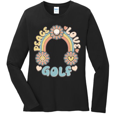 Vintage Retro 60s Peace Love Golf Ladies Long Sleeve Shirt