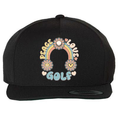 Vintage Retro 60s Peace Love Golf Wool Snapback Cap