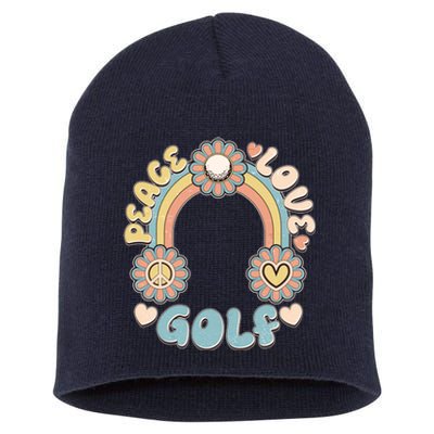 Vintage Retro 60s Peace Love Golf Short Acrylic Beanie