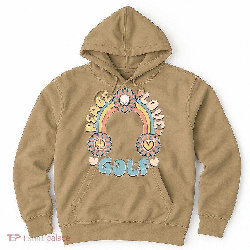 Vintage Retro 60s Peace Love Golf Hoodie