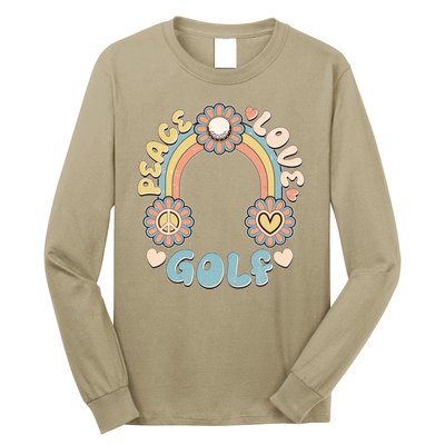 Vintage Retro 60s Peace Love Golf Long Sleeve Shirt